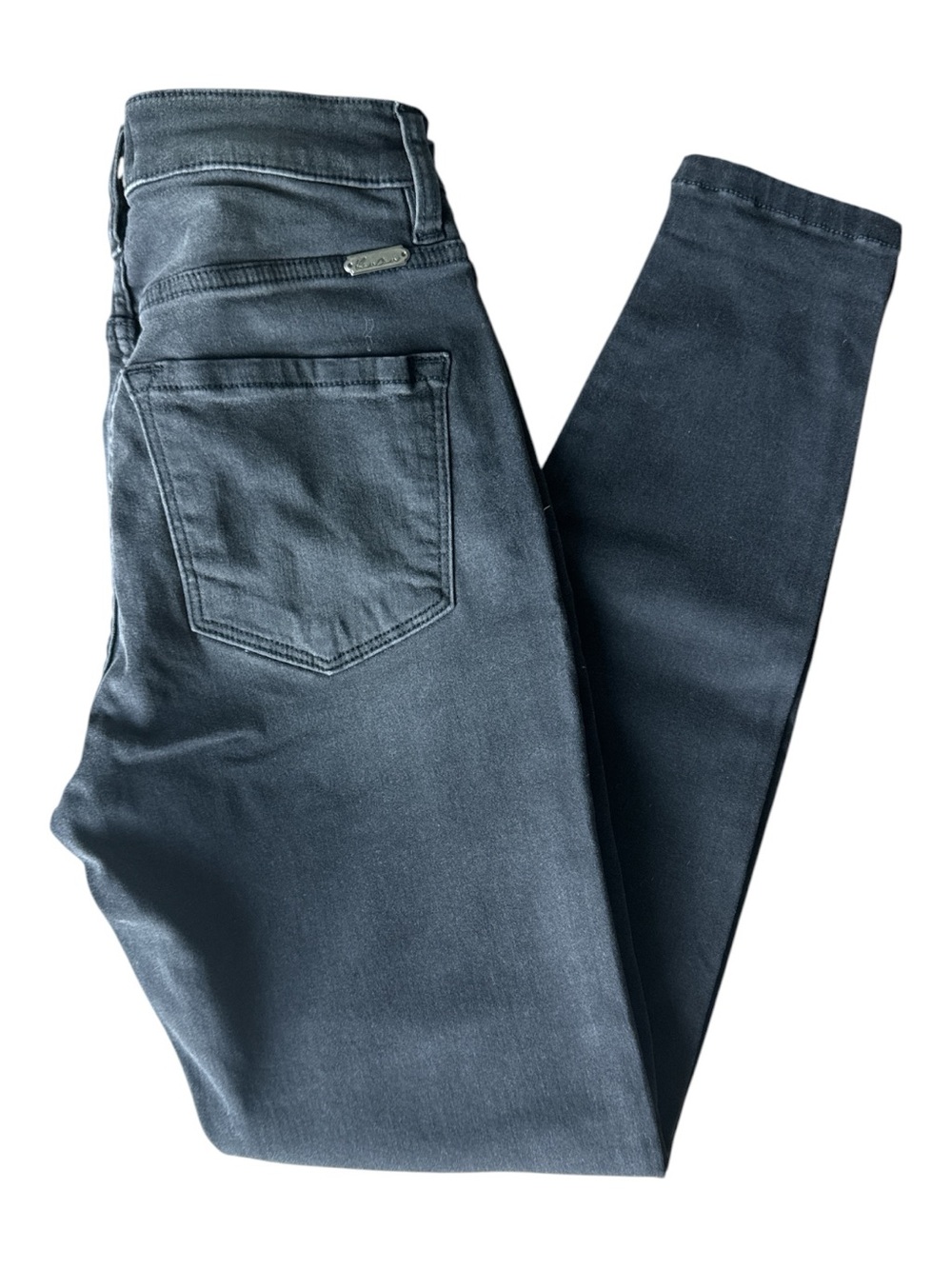 KanCan High Rise Skinny Jeans in Washed Black with Distressed Hems Size 27 NWOT